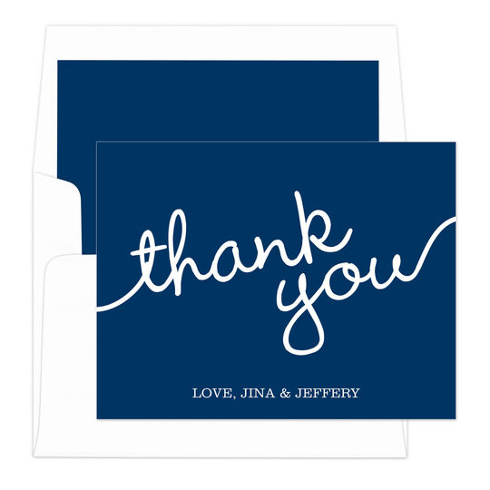Navy Marker Thank You Note Cards